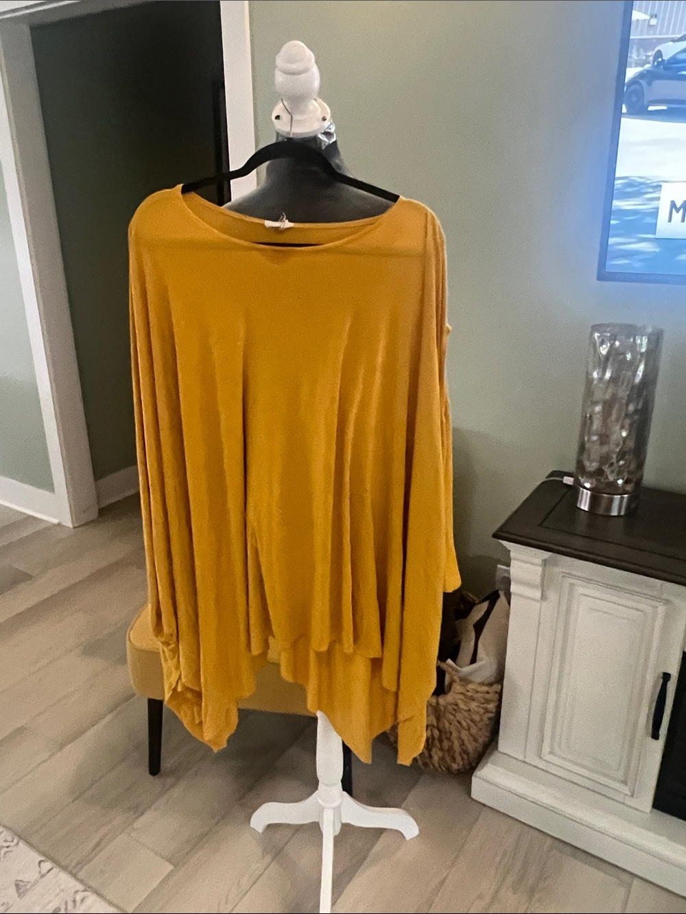 Three Bird Nest Mustard Draped Tunic Top